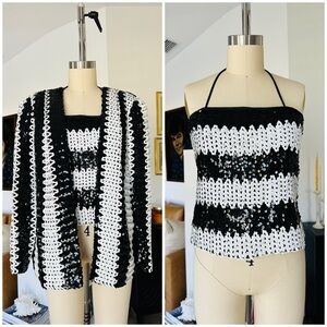 70’s/80’s Black and White Sequin Tube Top and Jacket Set